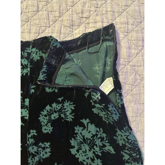 Zara Women Silk Blend Velvet Burnout Pants Green Floral Boho Y2K Whimsigoth Luxe - Picture 5 of 11